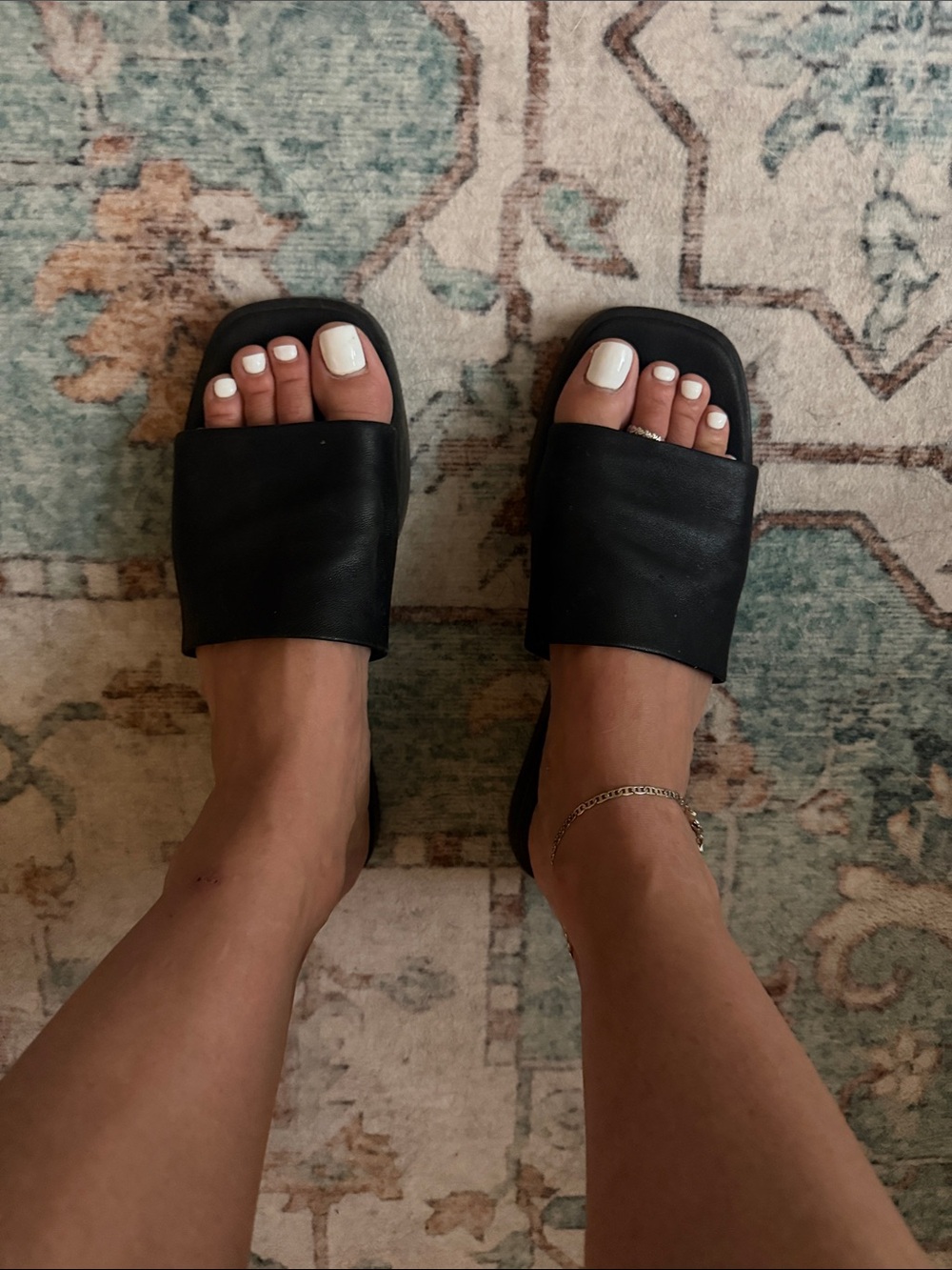Steve Madden Black Slide Sandals with Wide Leather Strap